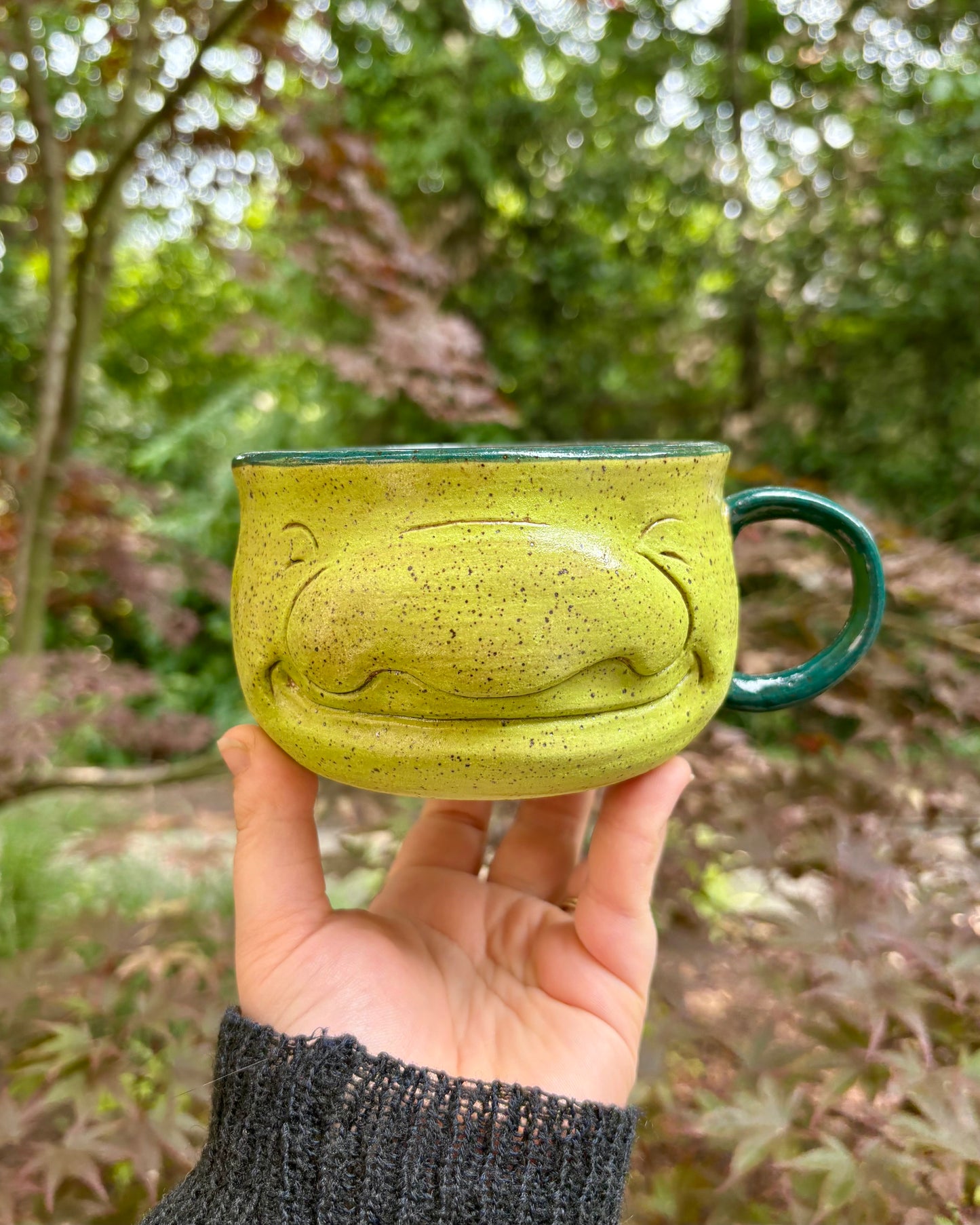 Happy Face Soup Mug in Green