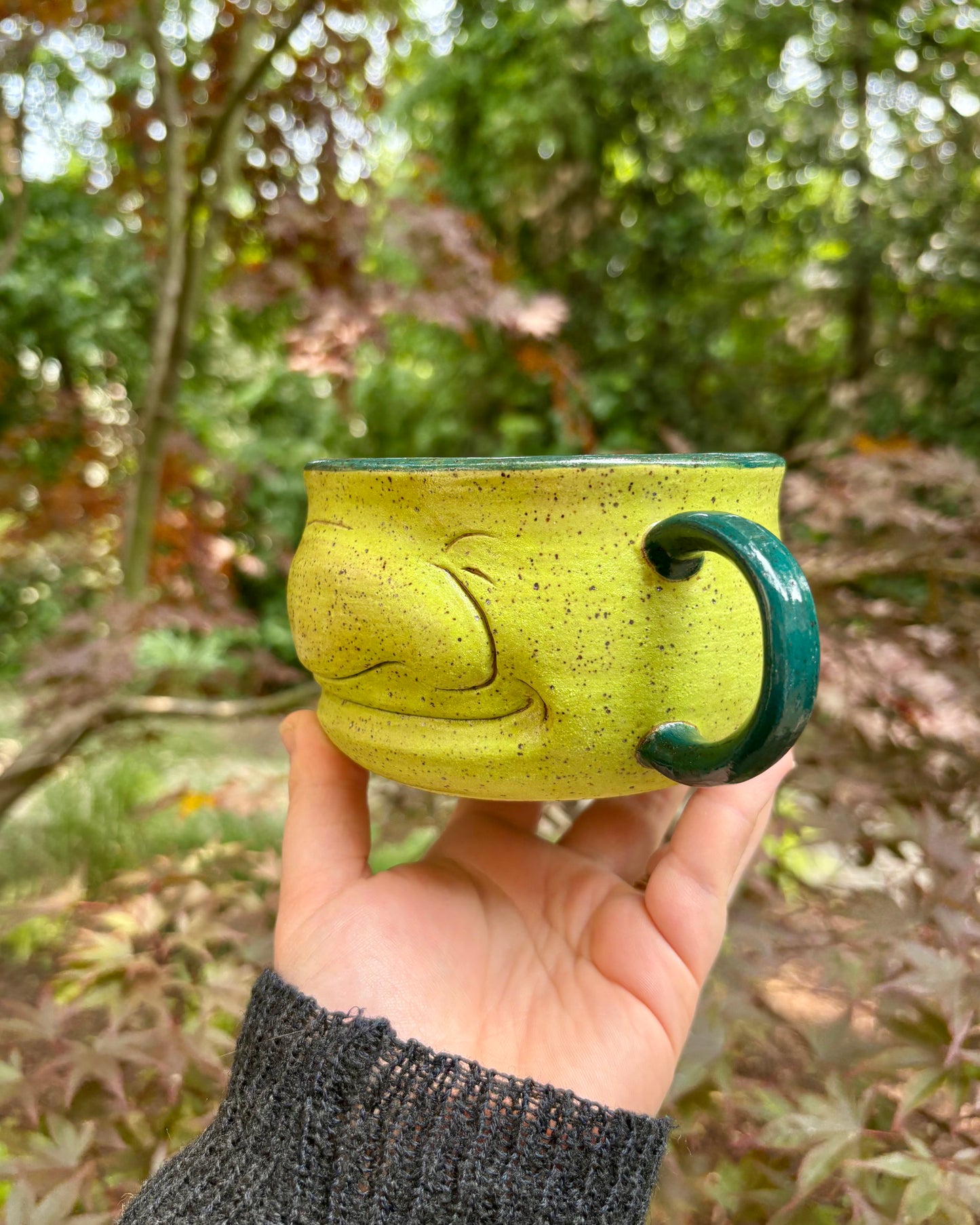 Happy Face Soup Mug in Green