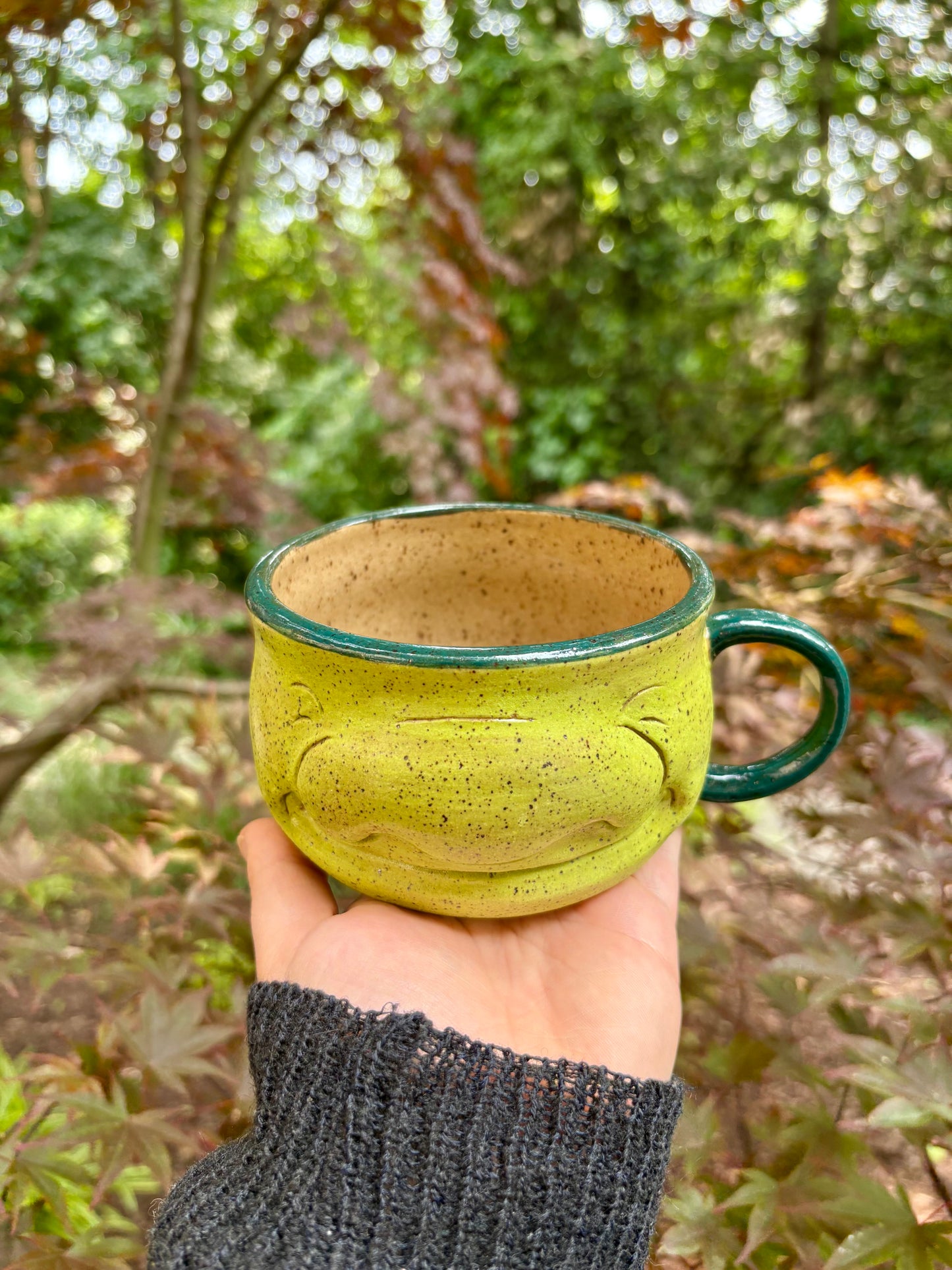 Happy Face Soup Mug in Green