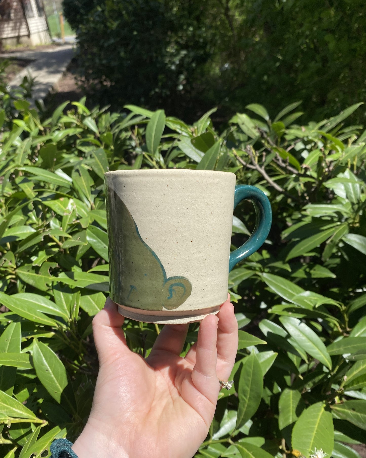 Hand-painted Face Mug in Green