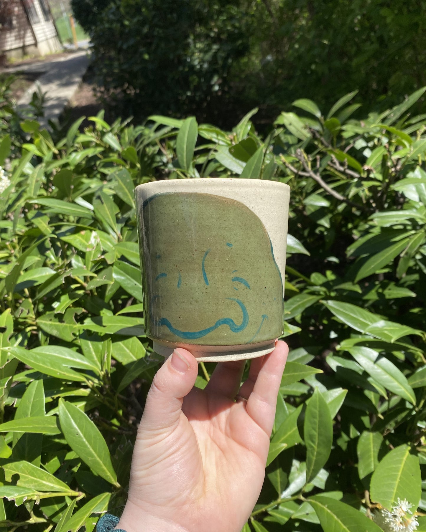 Hand-painted Face Mug in Green