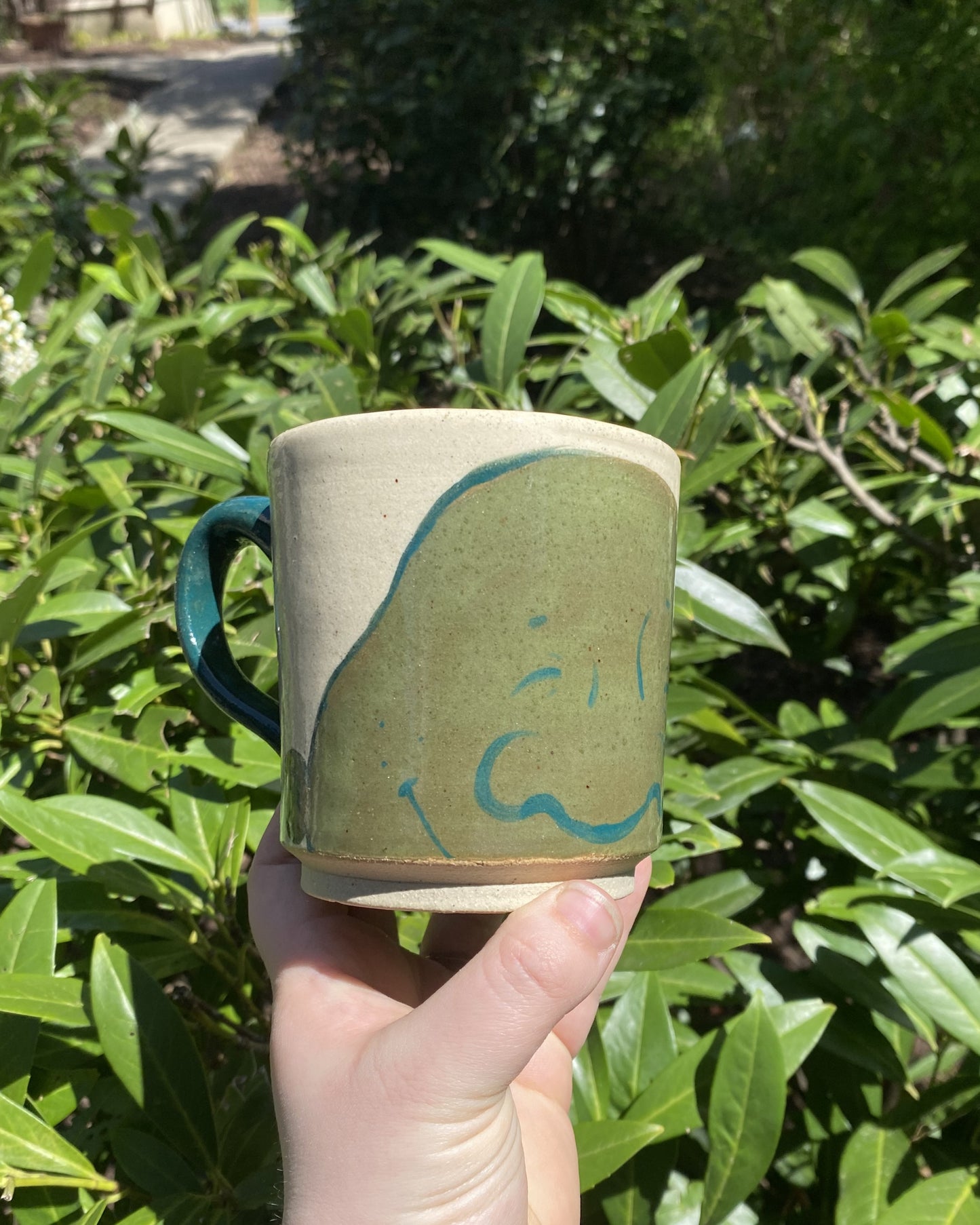 Hand-painted Face Mug in Green