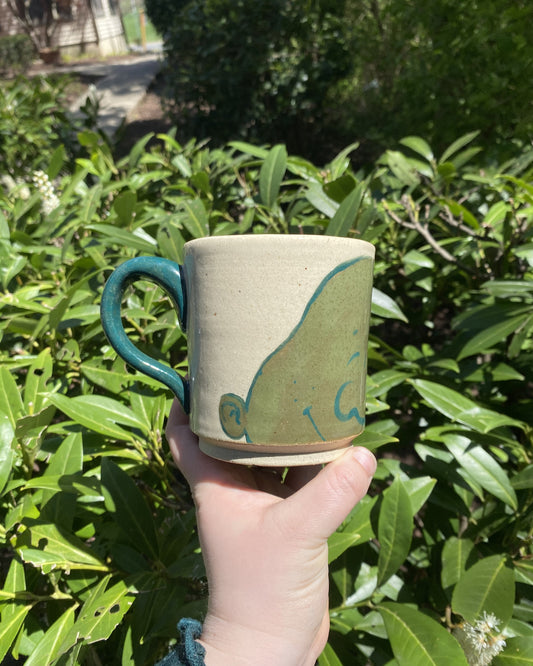 Hand-painted Face Mug in Green