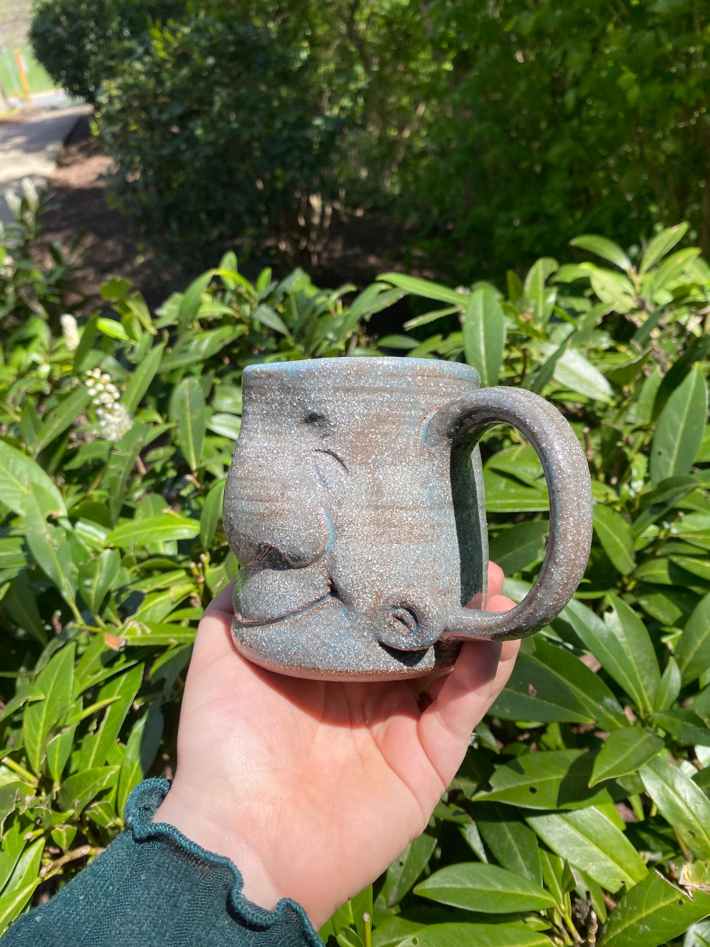 Sculpted Happy Face Mug in Blue