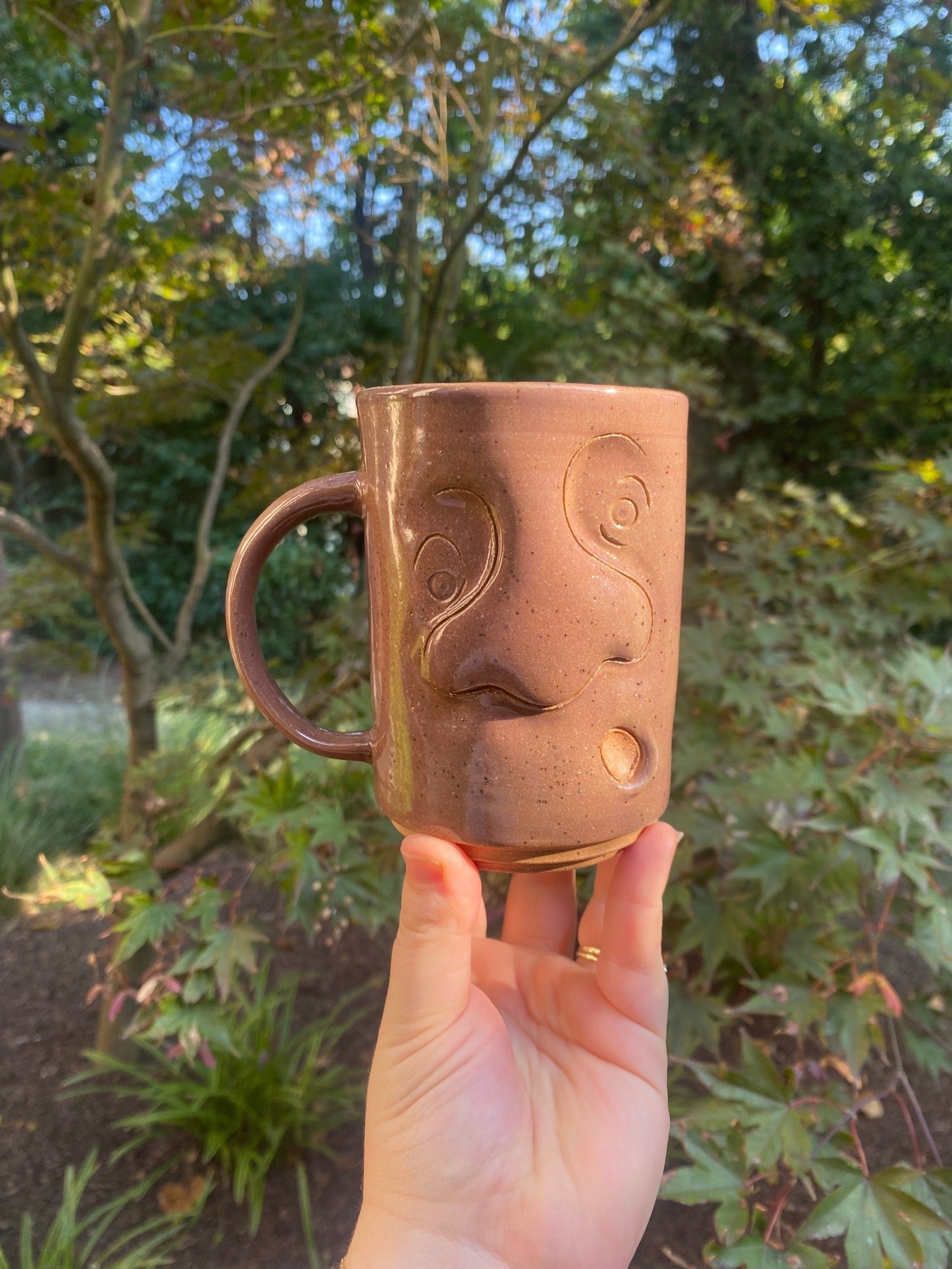 Dusty Pink Mug With Silly Face