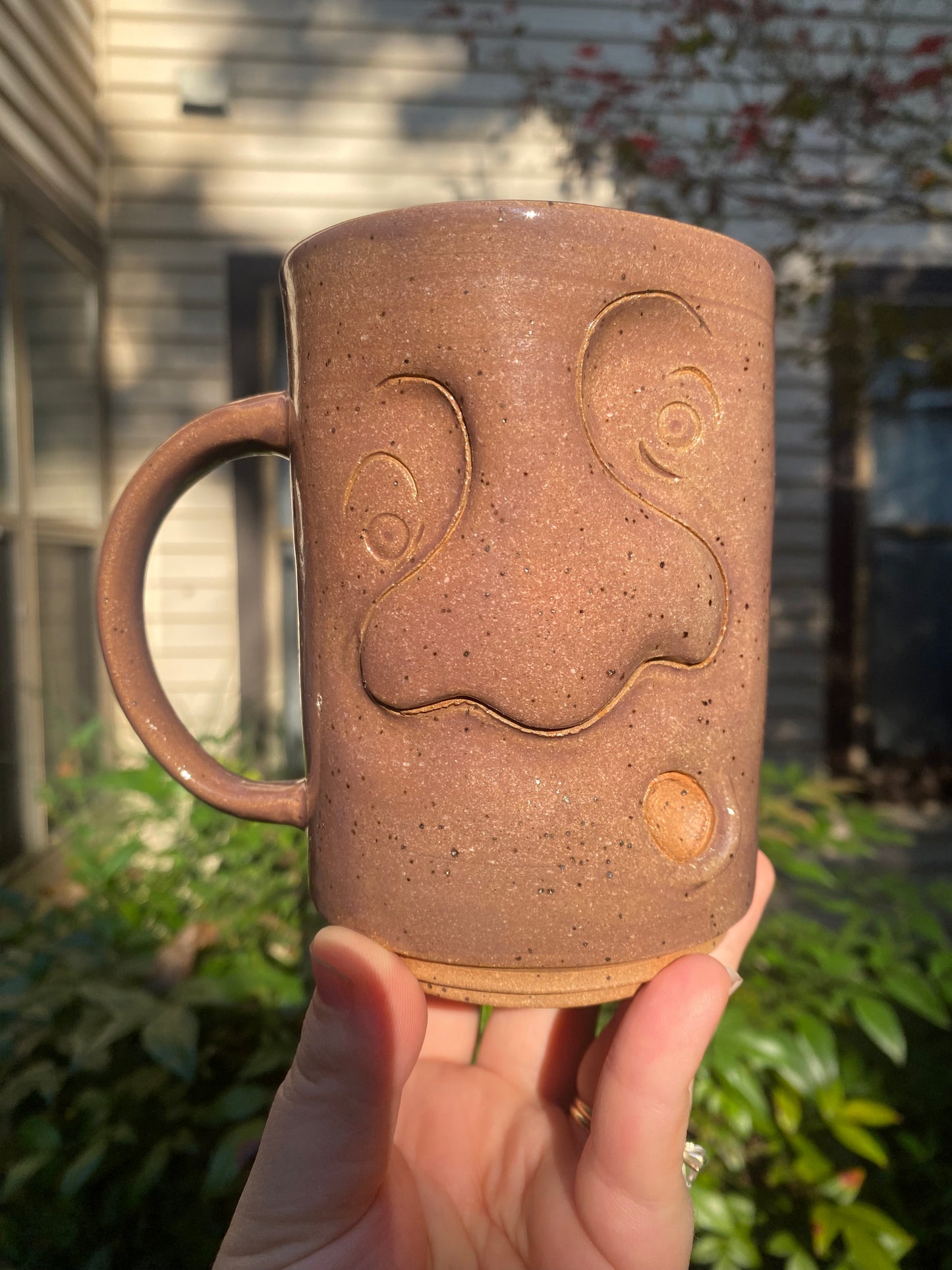 Dusty Pink Mug With Silly Face