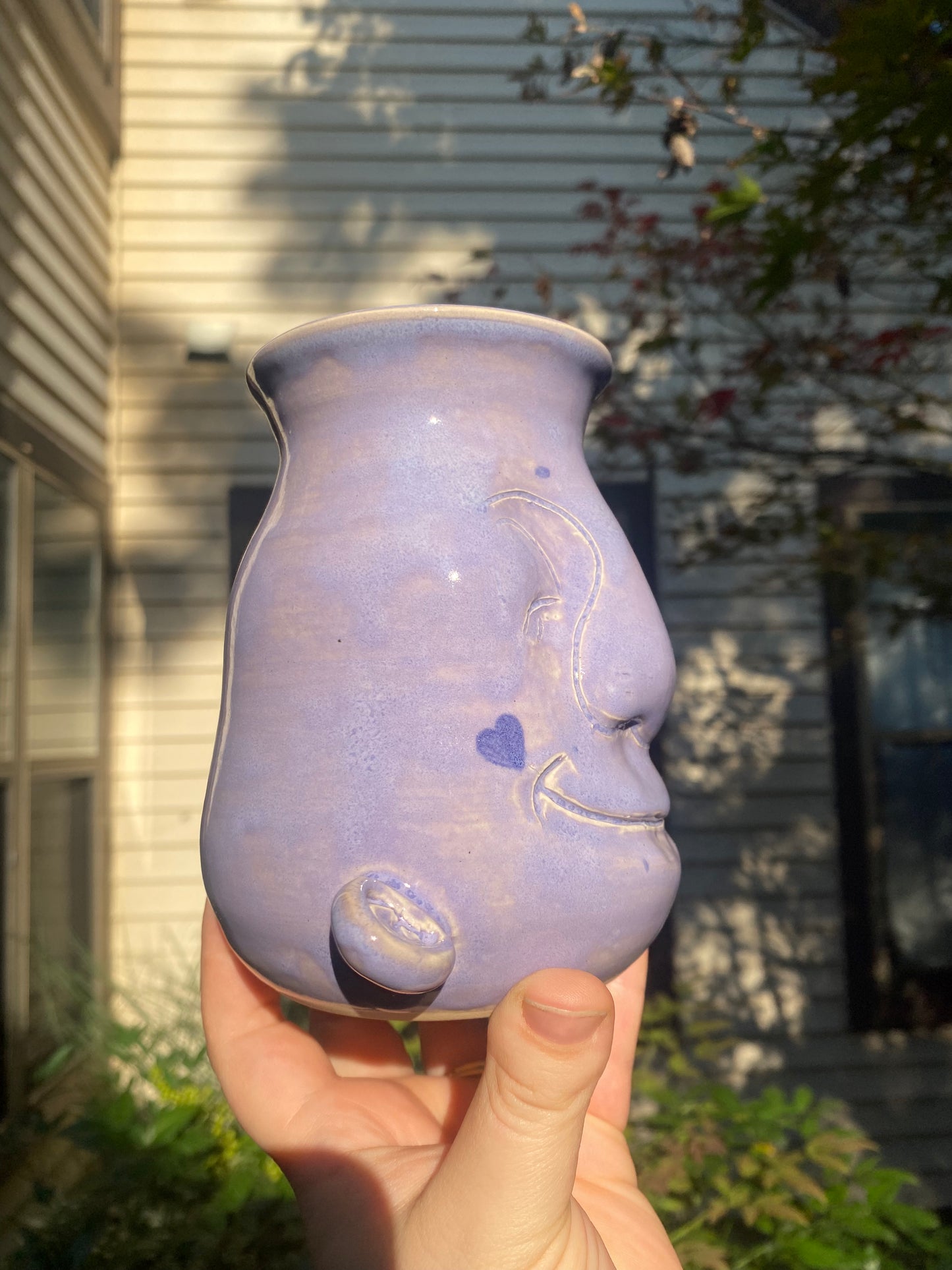 Purple Sculpted Flower Vase