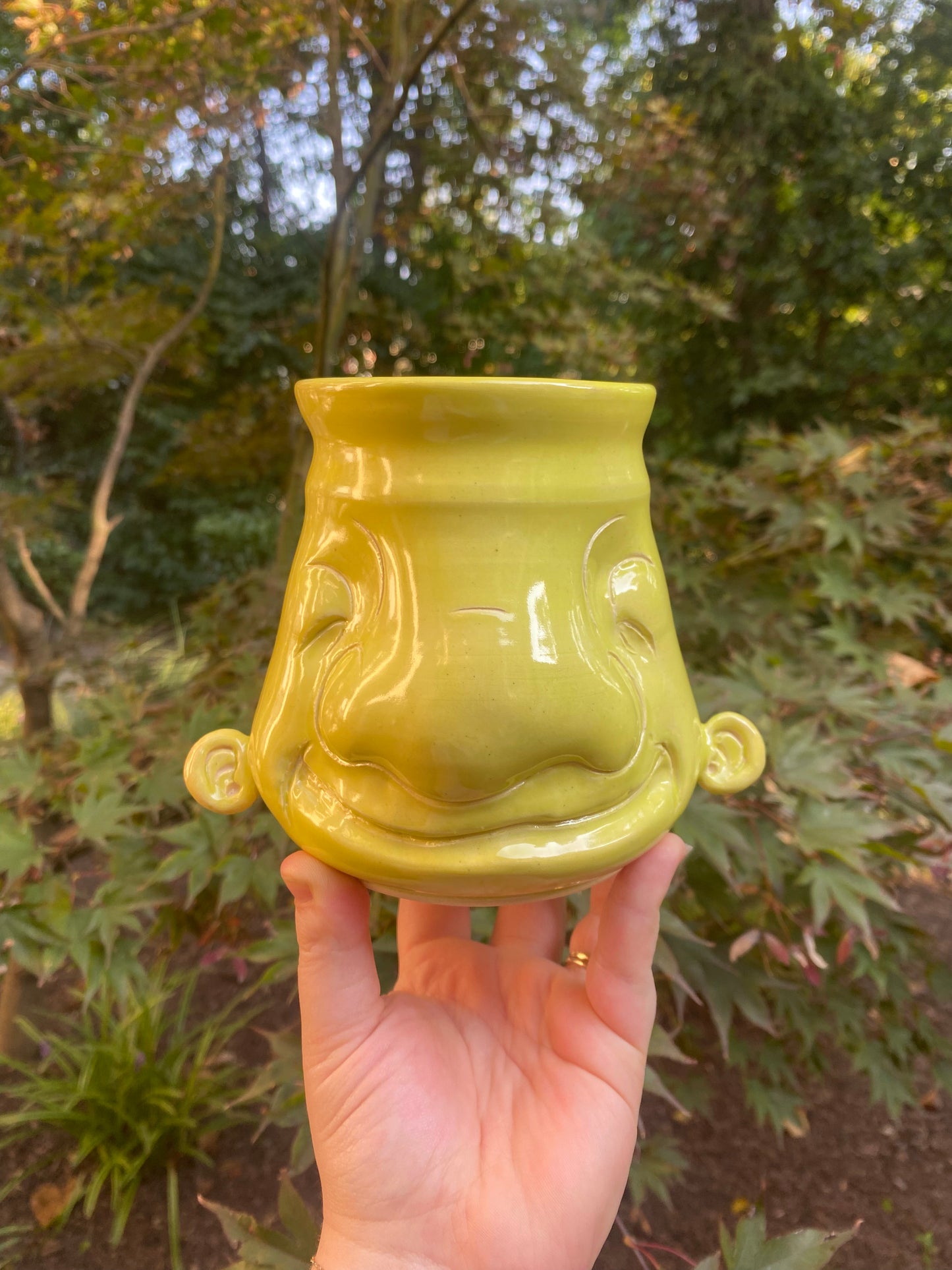 Lime Green Sculpted Vase