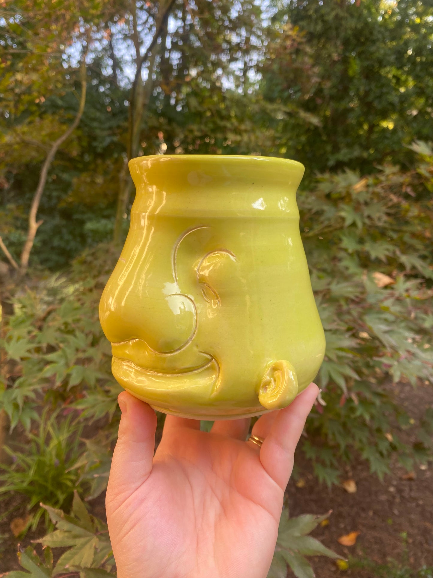 Lime Green Sculpted Vase