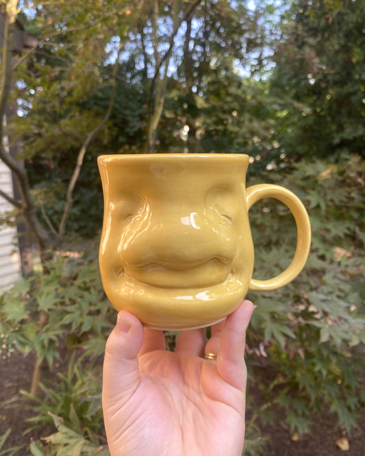 Butter Yellow Mug with a Face