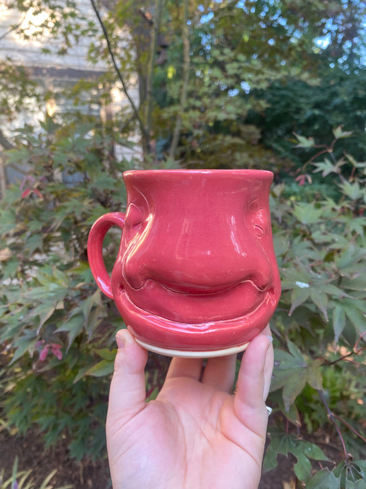 Pink Mug with a Face