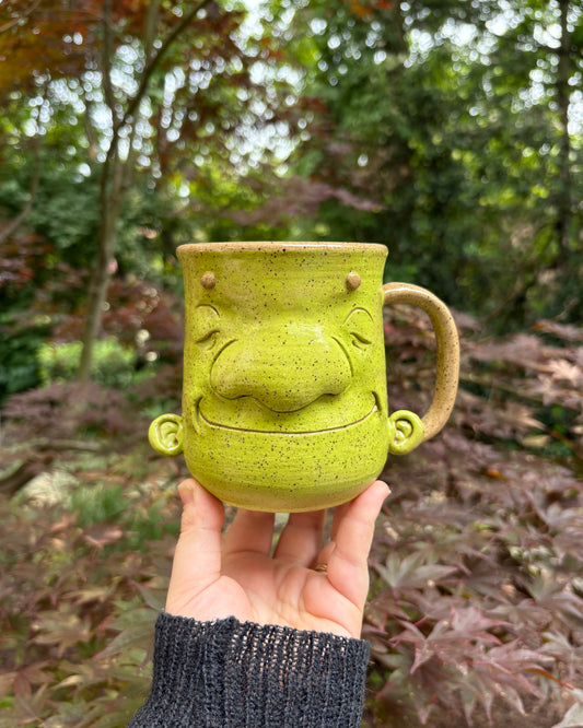Happy Face Mug in Green